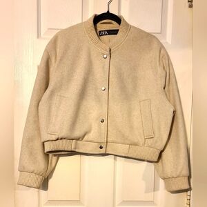 Zara Cream Bomber Jacket